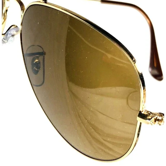 Ray-Ban P Polarized Aviator Sunglasses Vtg Italy Gold Metal Large Oval Preppy - Picture 15 of 16